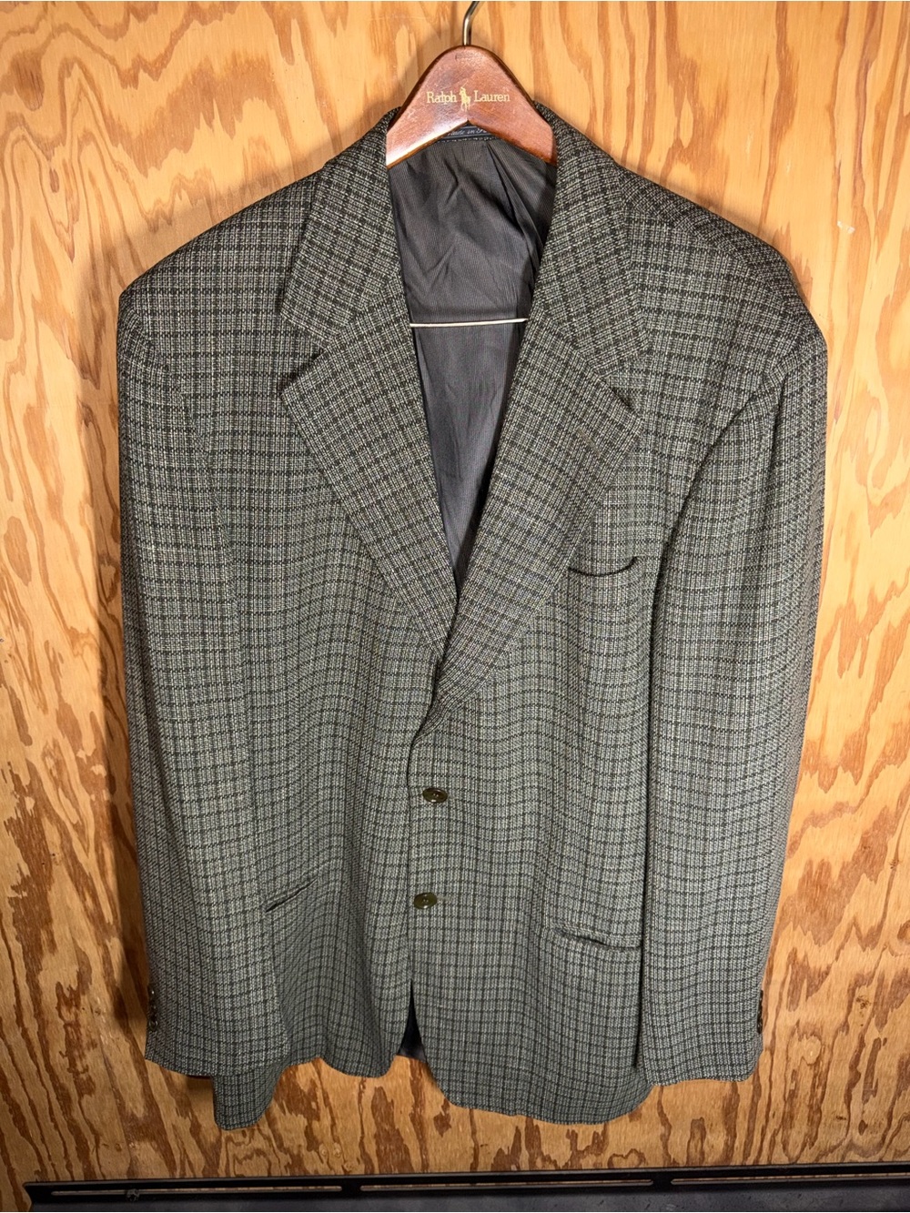 Ermenegildo Zegna Blazer 46R Glen Plaid Wool Linen Green Sport Coat EU 54